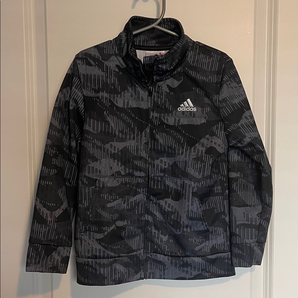 Adidas Kids Camouflage Black and Gray Zip Up